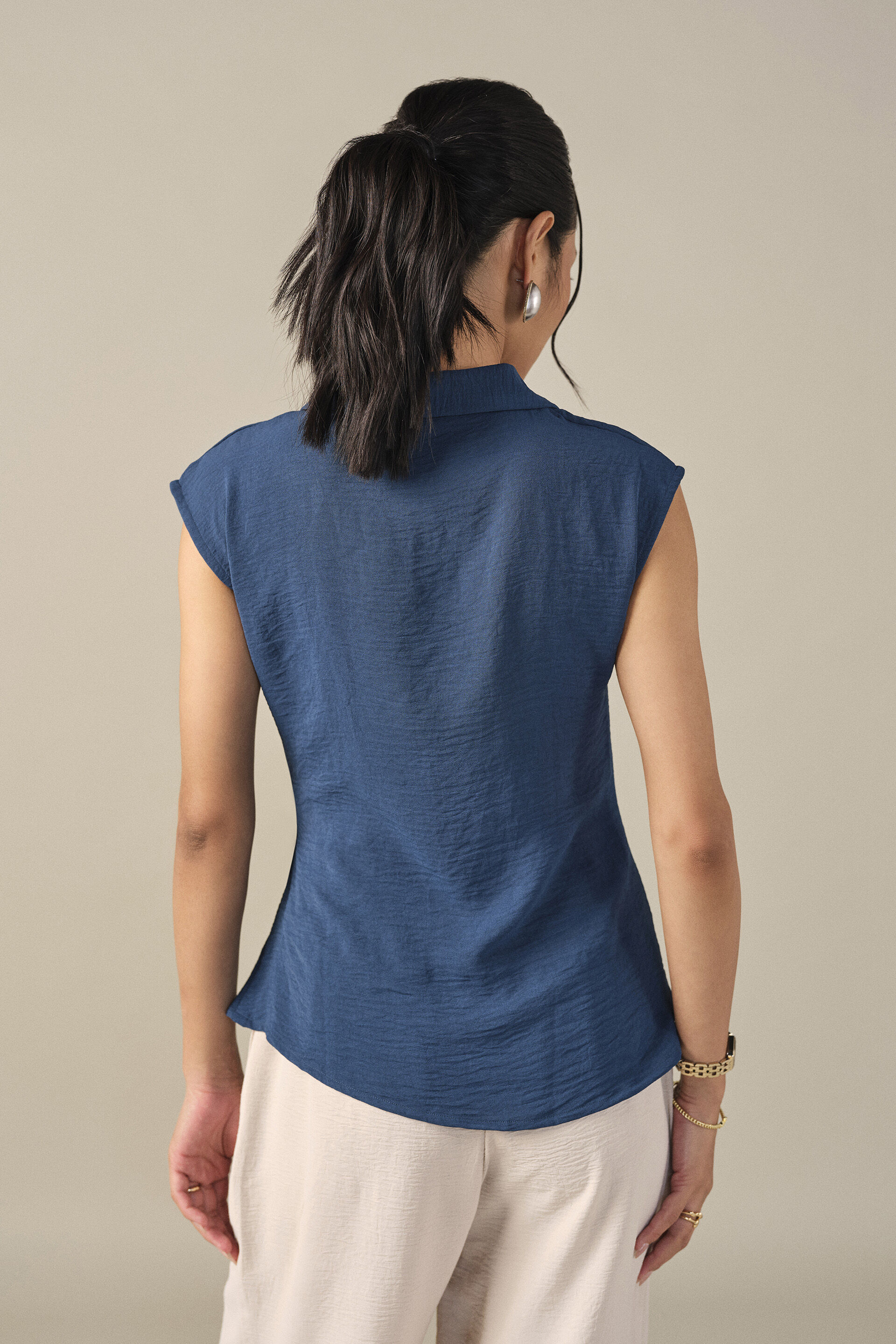 Solid Tie-up Top in Blue, Blue, image 6